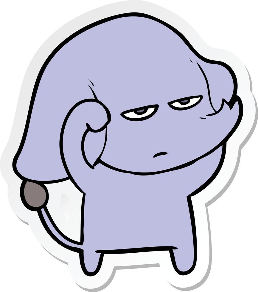 sticker of a annoyed cartoon elephant vector