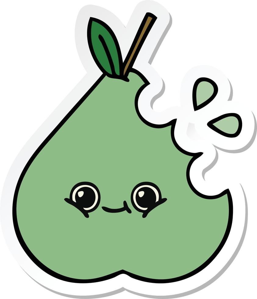 sticker of a cute cartoon pear vector