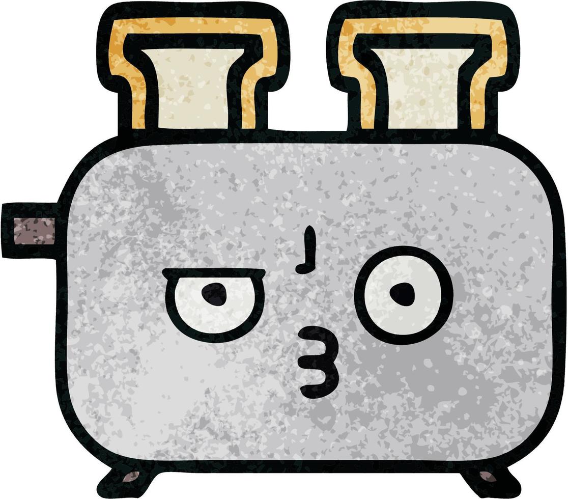 retro grunge texture cartoon of a toaster vector