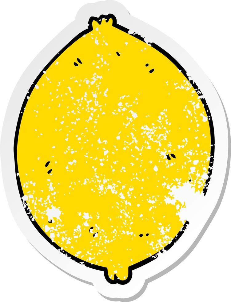 distressed sticker of a cartoon lemon vector