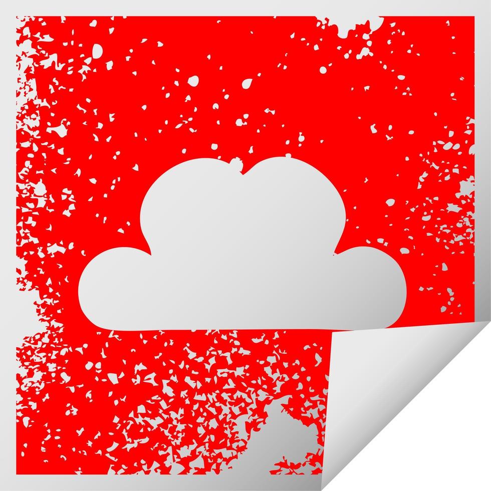 distressed square peeling sticker symbol white cloud vector