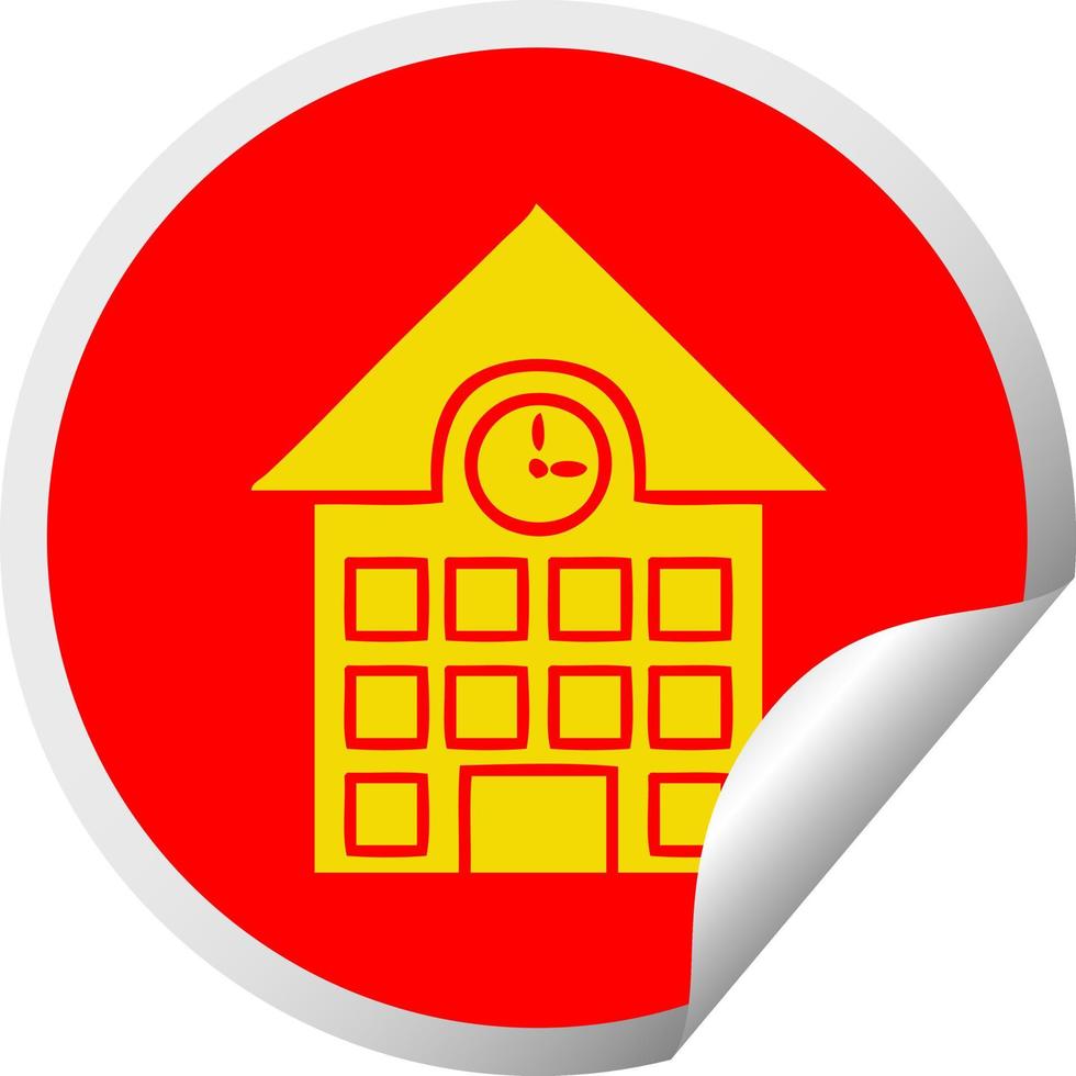 circular peeling sticker cartoon town house vector