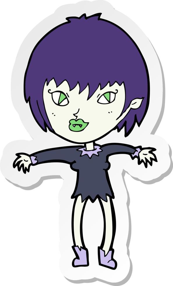 pegatina de una chica vampiro de dibujos animados vector