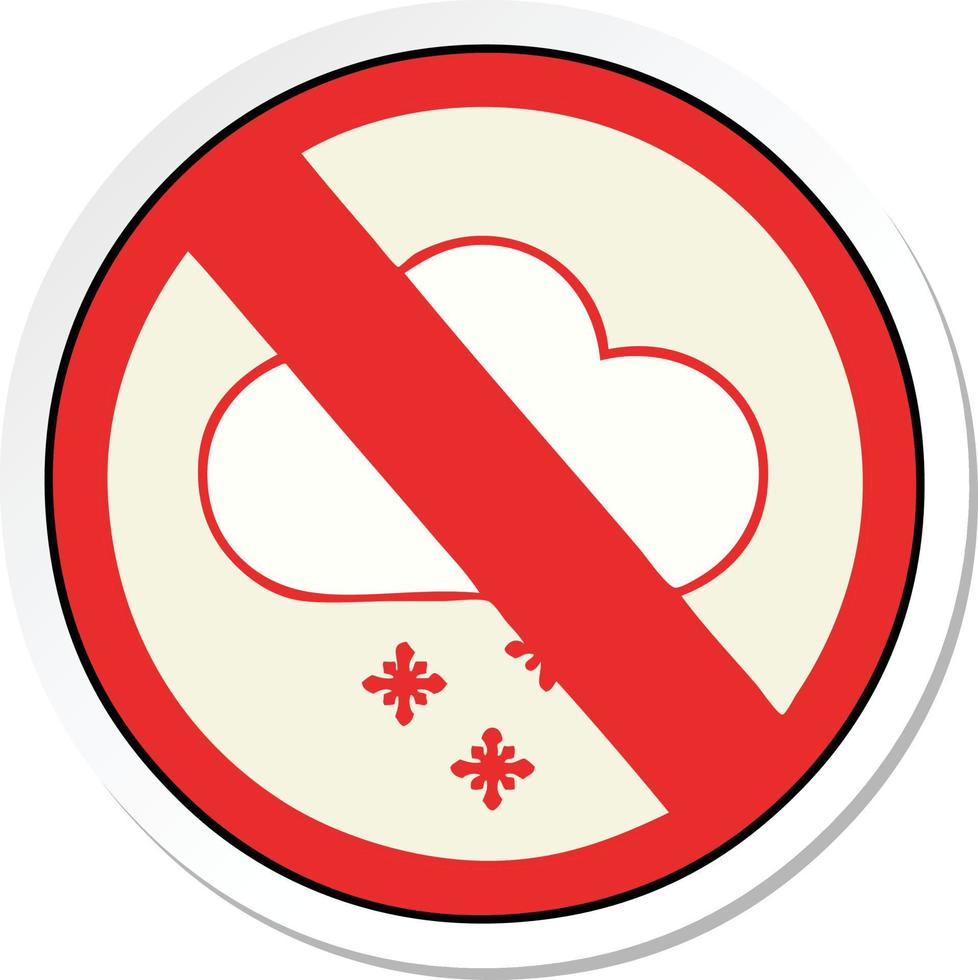 sticker of a cute cartoon no snow allowed sign vector