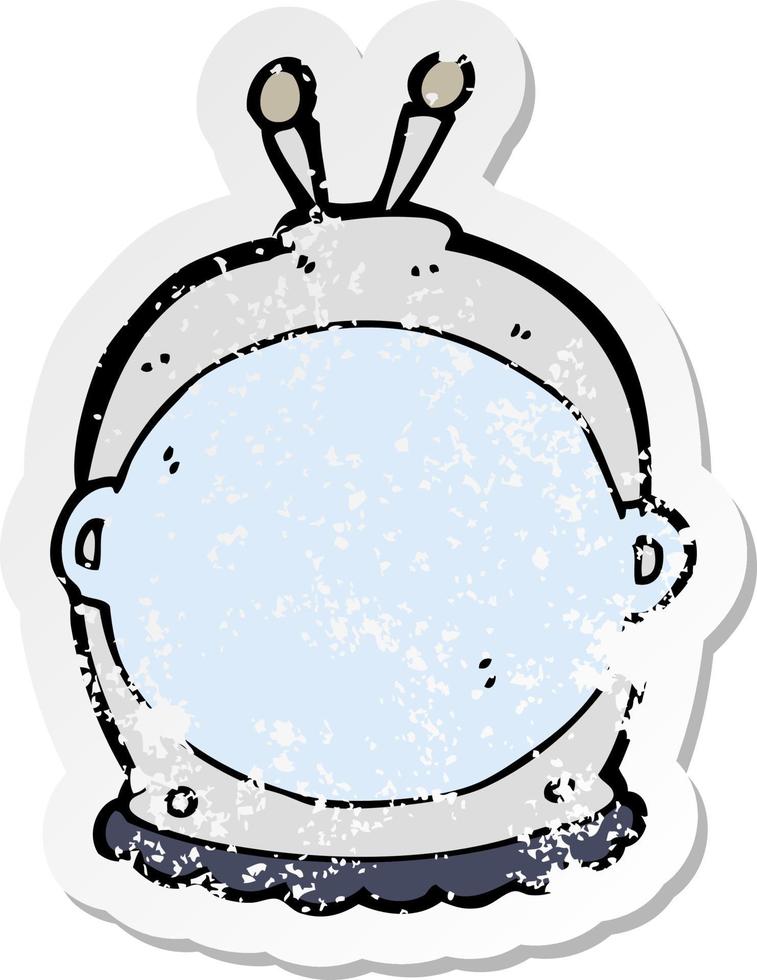 retro distressed sticker of a cartoon space helmet vector