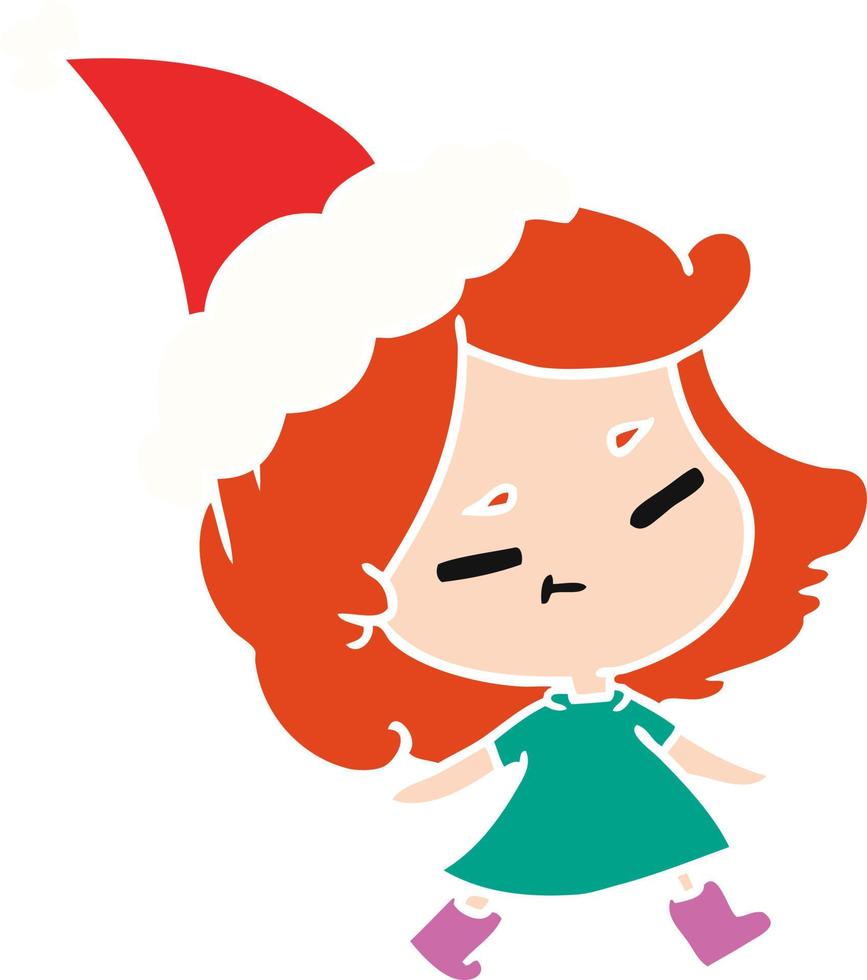 dibujos animados de navidad de chica kawaii vector