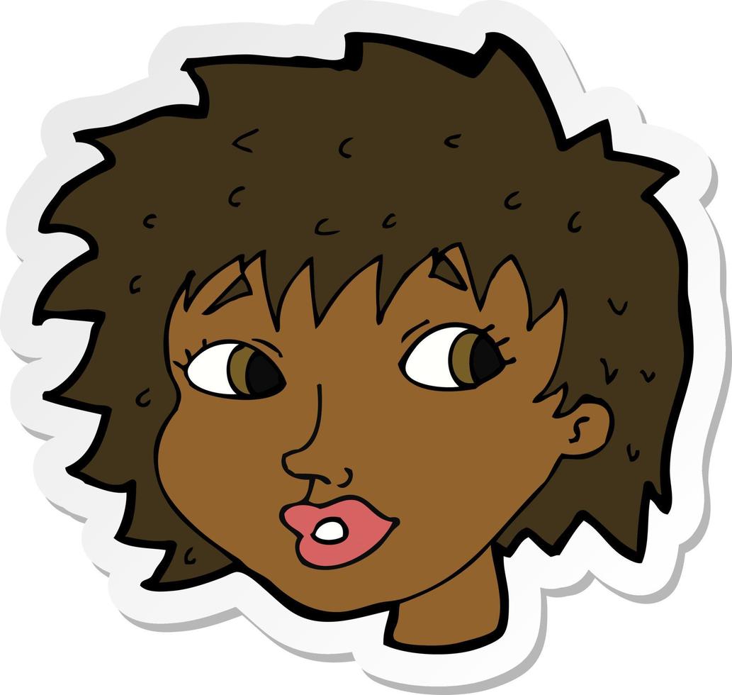 sticker of a cartoon surprised woman vector