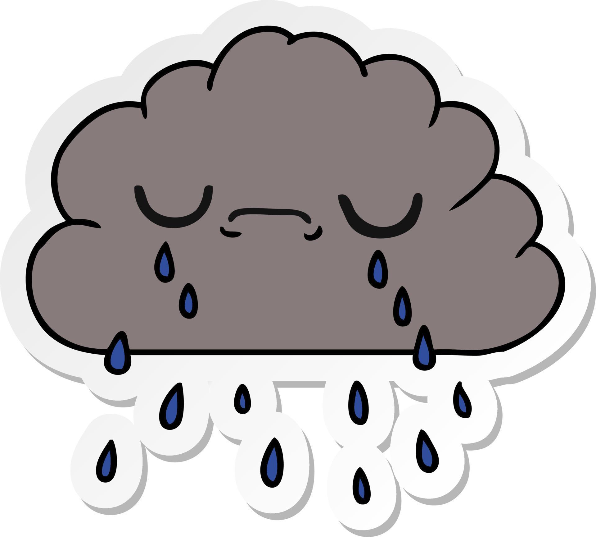 sticker cartoon of cute crying cloud 8811438 Vector Art at Vecteezy