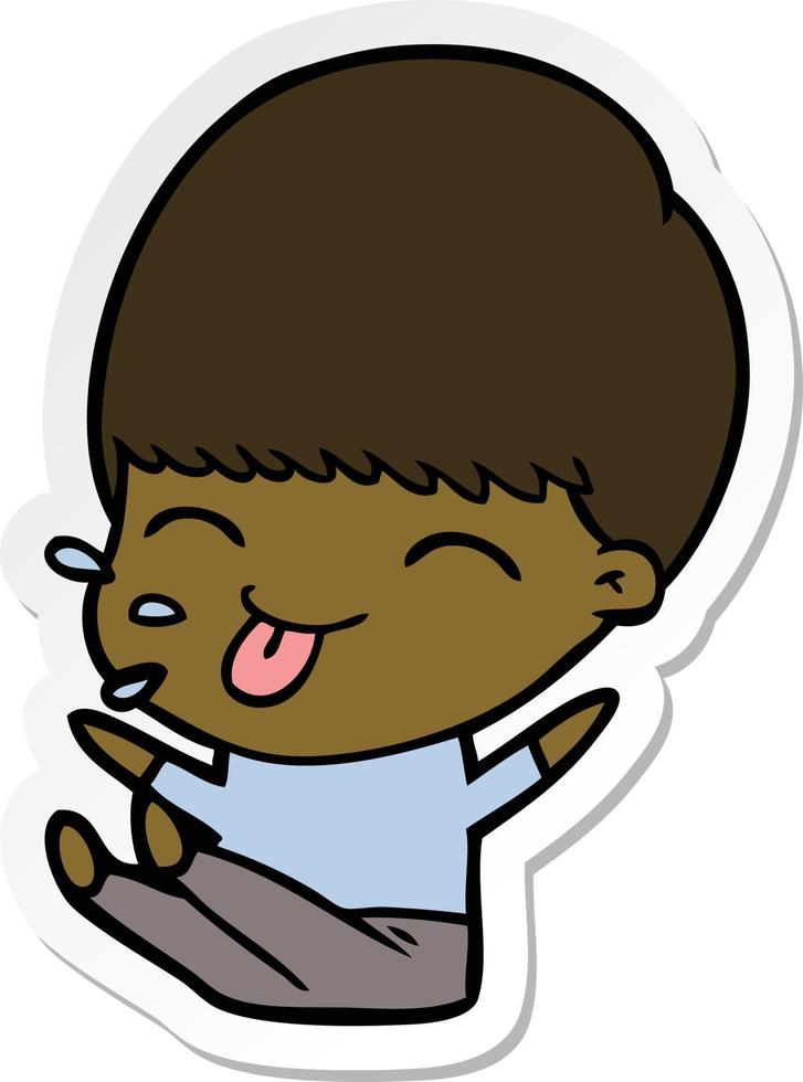 sticker of a cartoon boy vector