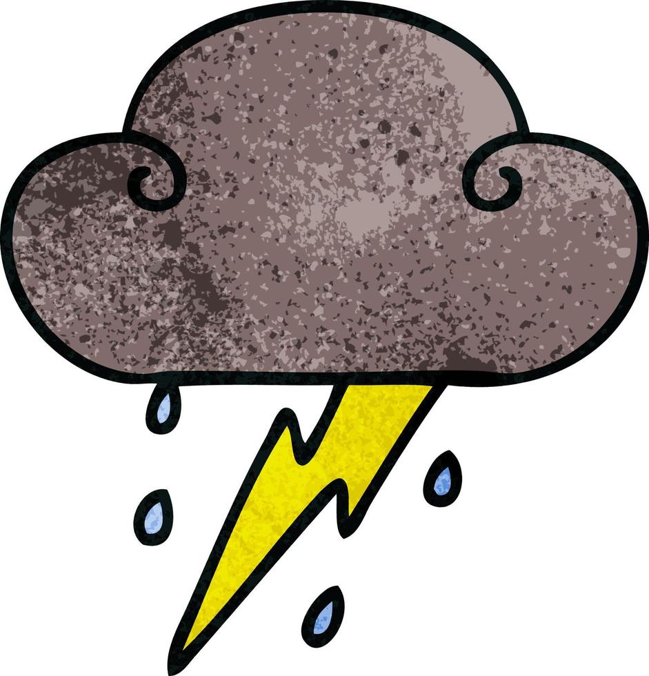 quirky hand drawn cartoon thunder cloud vector