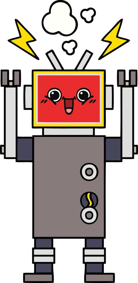 cute cartoon happy robot vector