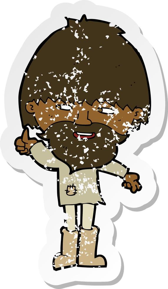 retro distressed sticker of a cartoon hippie man in wellington boots vector