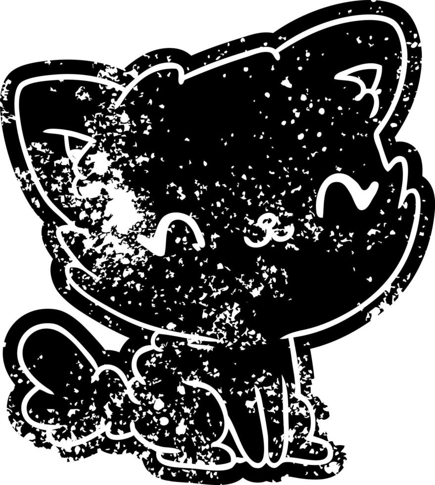 grunge icon cute kawaii fluffy cat vector