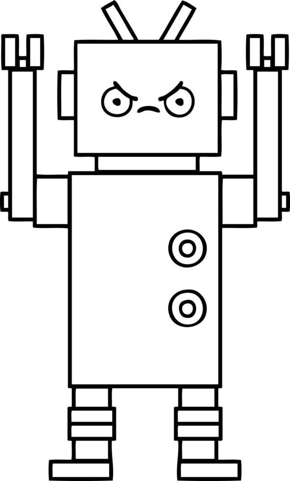 line drawing cartoon robot vector