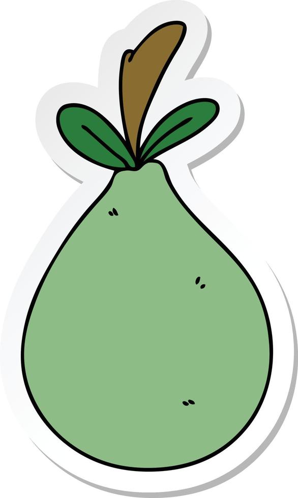 sticker of a quirky hand drawn cartoon pear vector