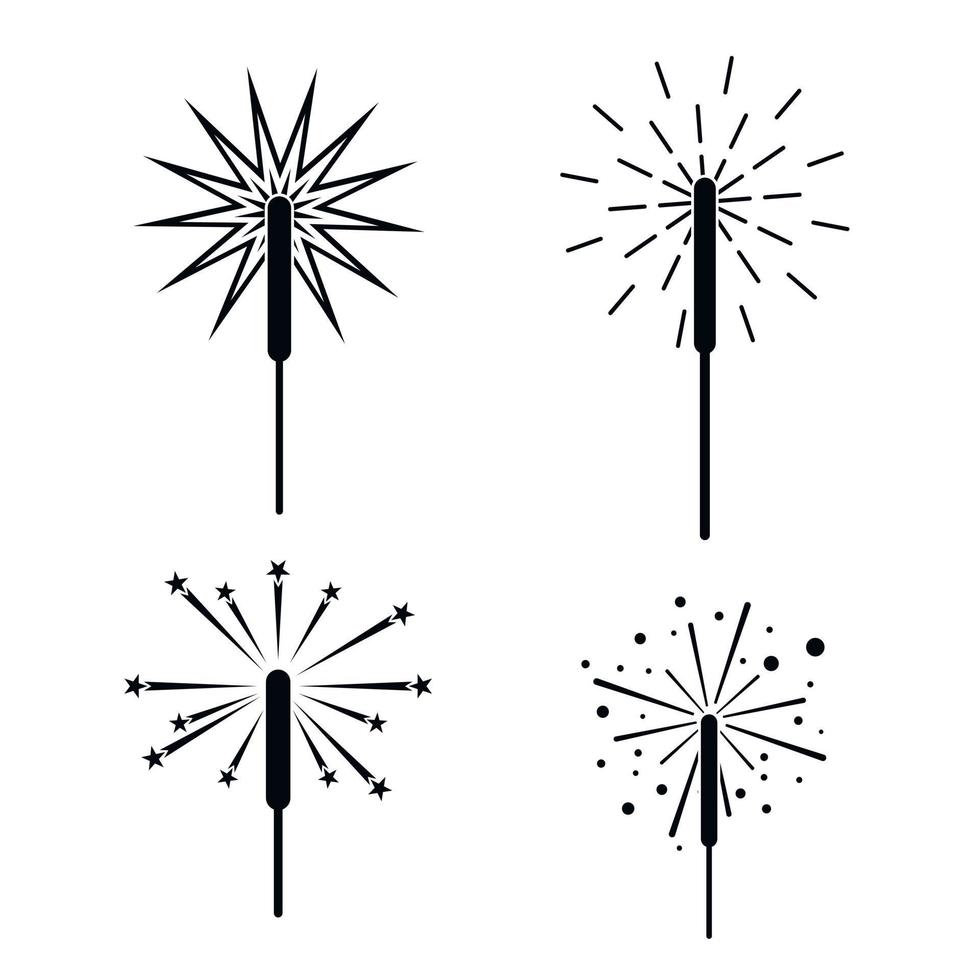 Sparkler fireworks bonfire icons set, simple style vector