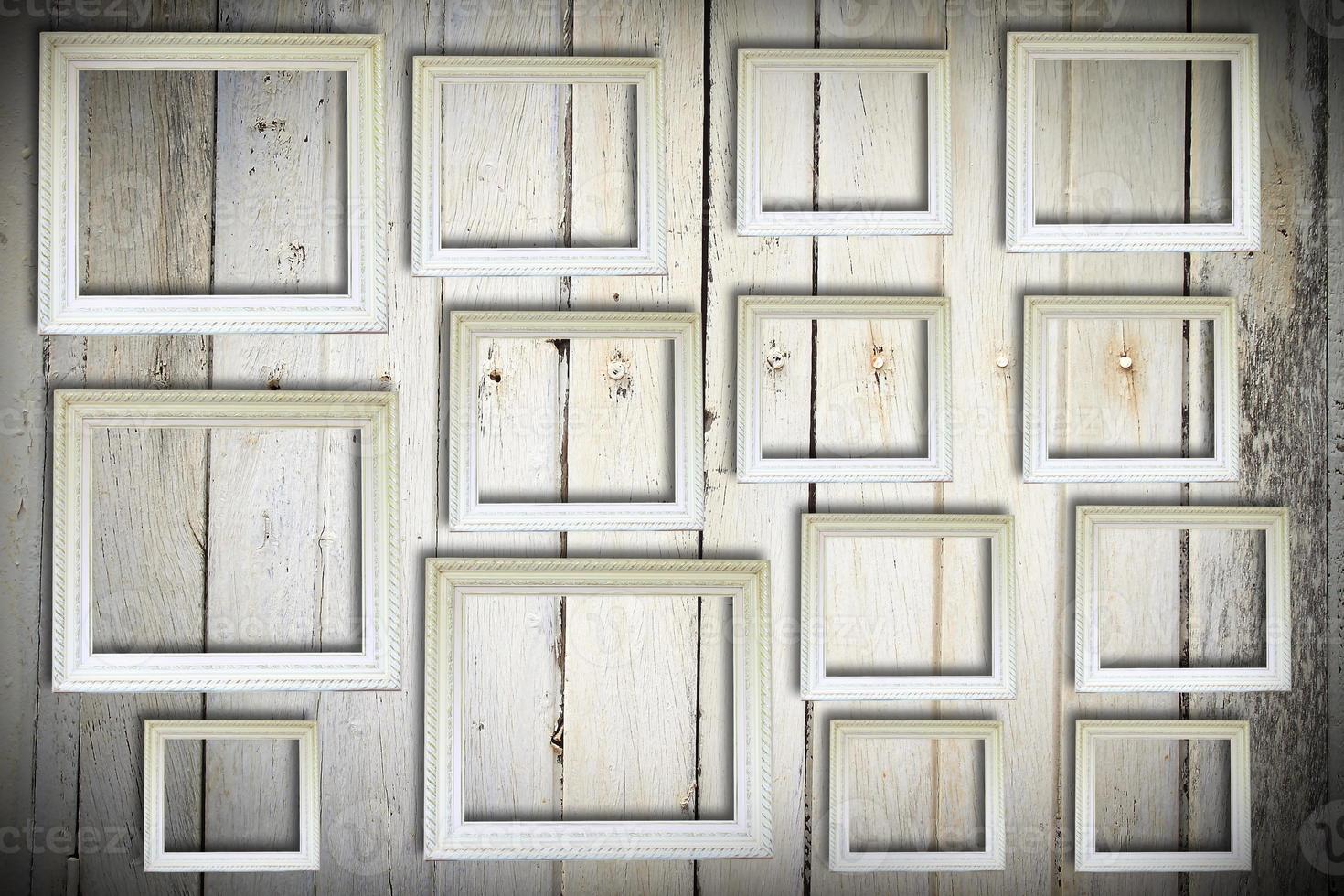 White frame on old wall photo