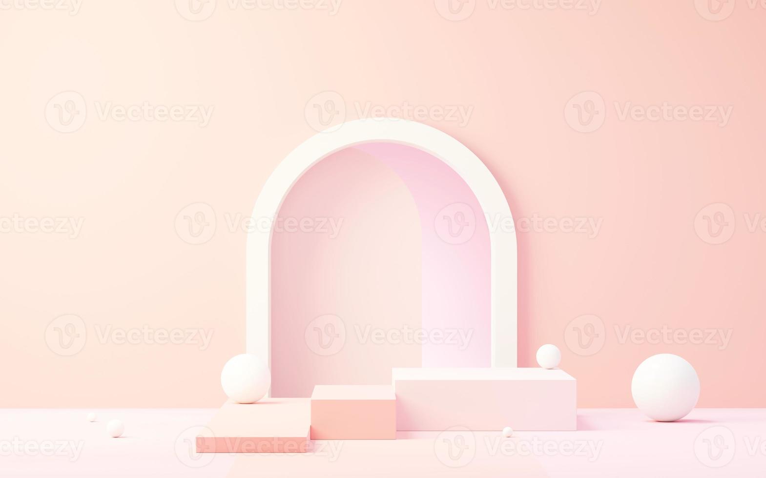 3d render abstract display podium platform for  product presentation and advertising. Minimal scene backdrop with clean design. Vacant pedestal for mock up. Empty stage with pastel color for cosmetic. photo