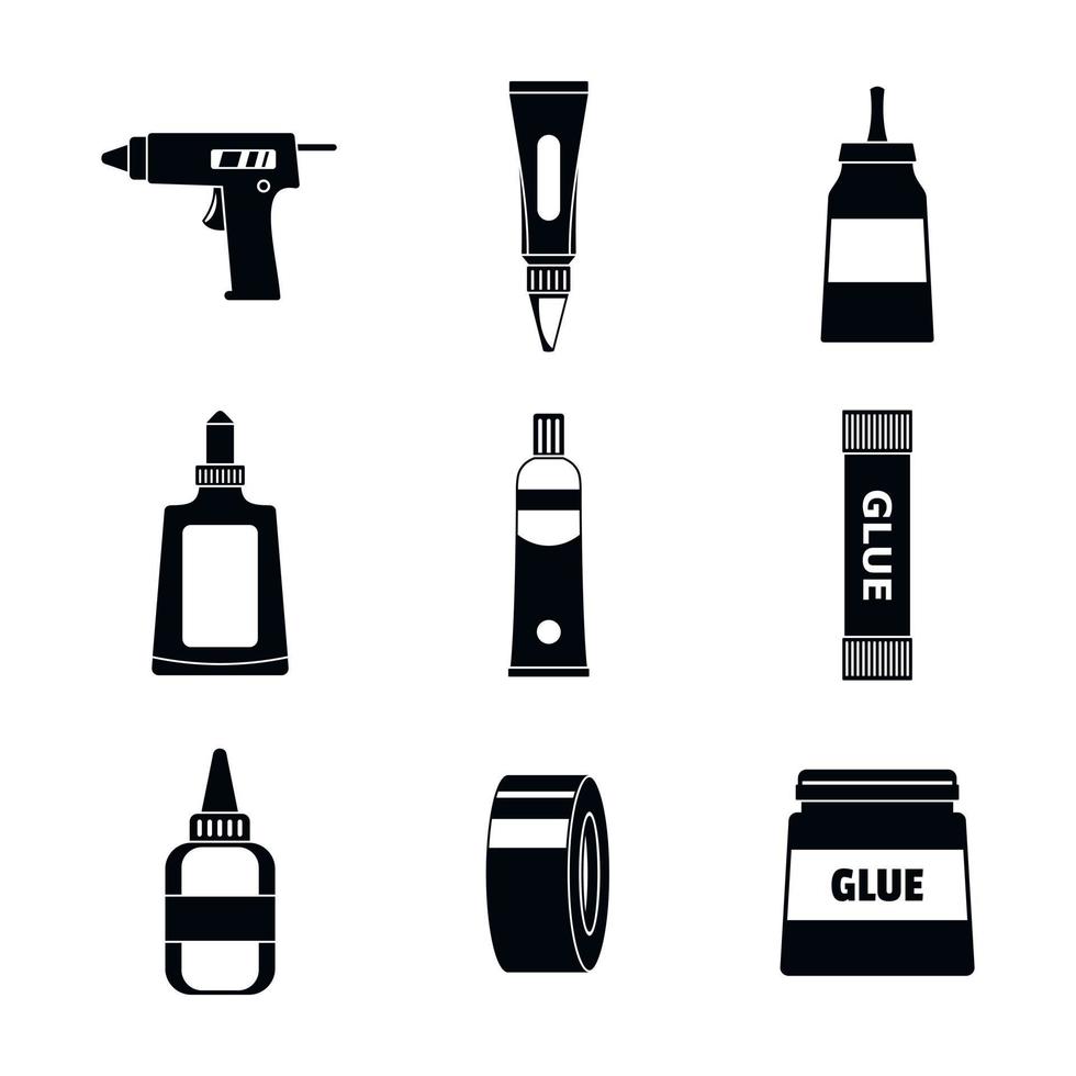 Glue stick adhesive icons set, simple style vector