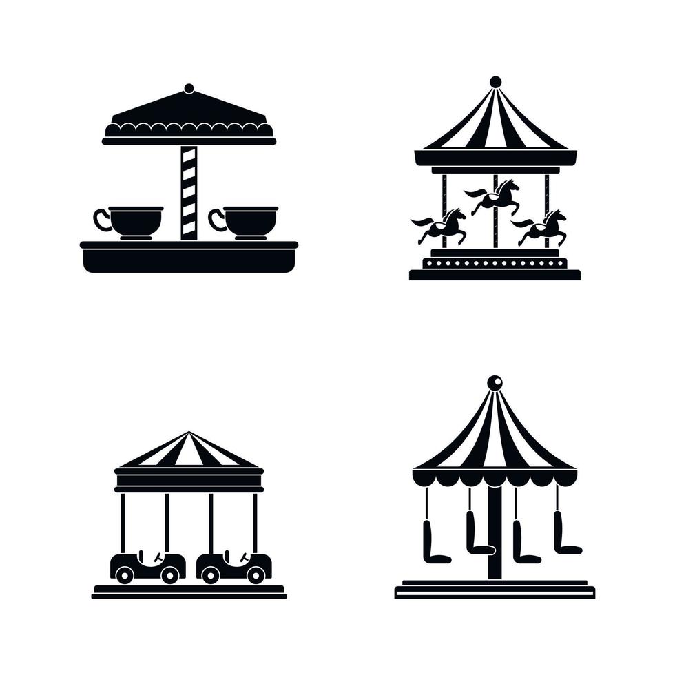 carrusel carnaval caballo conjunto de iconos, estilo simple vector