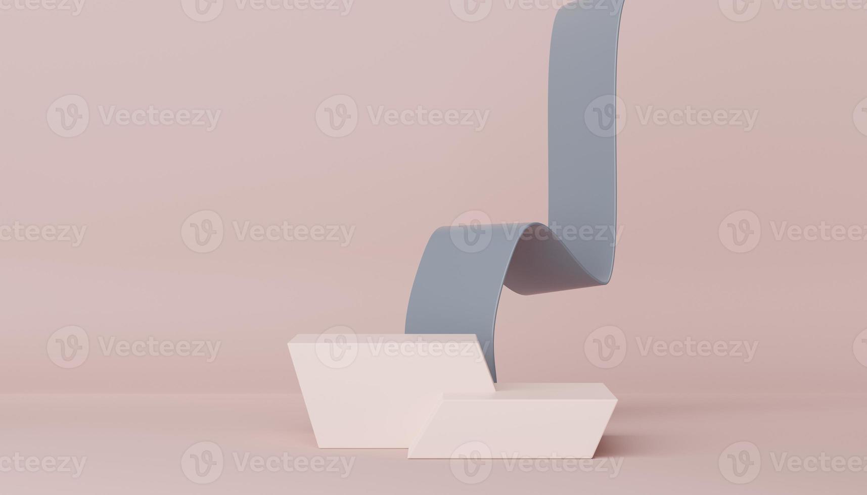 Abstract display podium with minimal geometric shapes design. 3d  rendering scene for mock up and product presentation. Pedestal platform for cosmetic advertise. photo