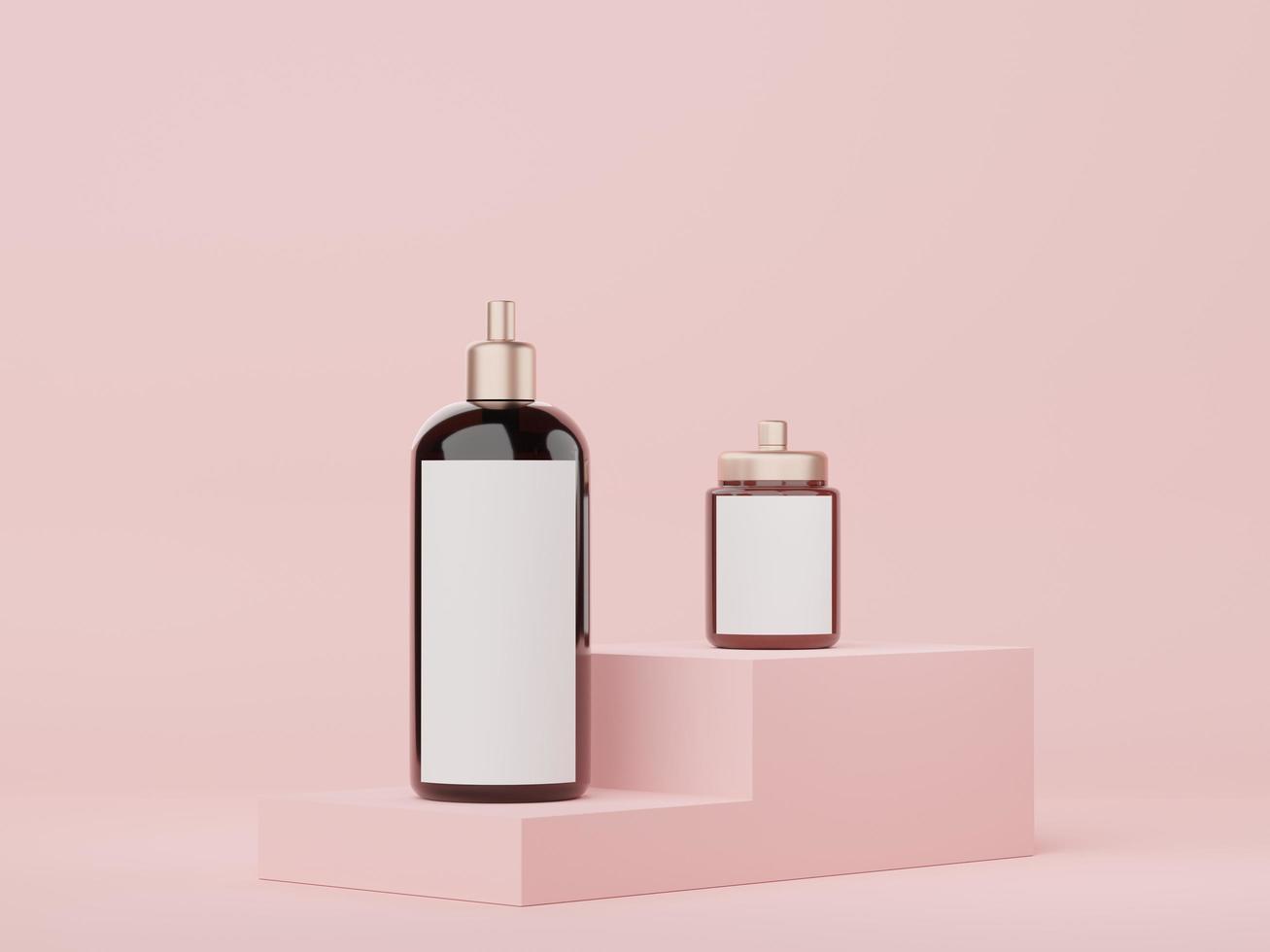3d render of blank cosmetics skincare product or packaging for mock up. Beauty soap and spa concept. Lotion oil moisture for skin health. Premium and luxury design for branding. photo