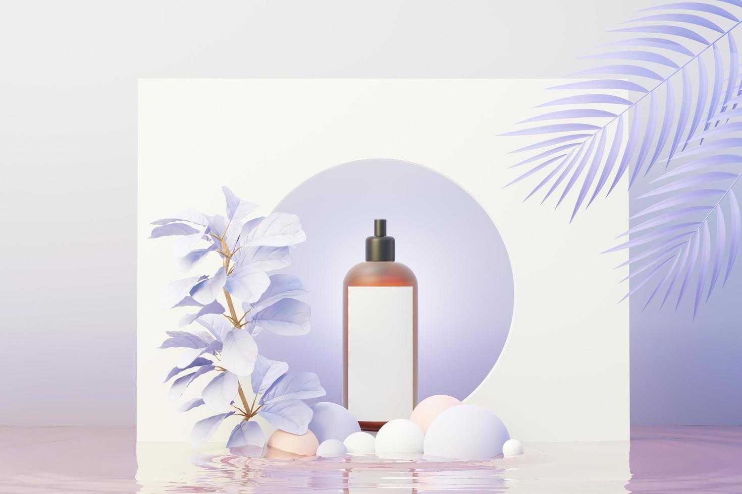 3d render of blank cosmetics skincare product or packaging for mock up. Beauty soap and spa concept. Lotion oil moisture for skin health. Premium and luxury design for branding. photo