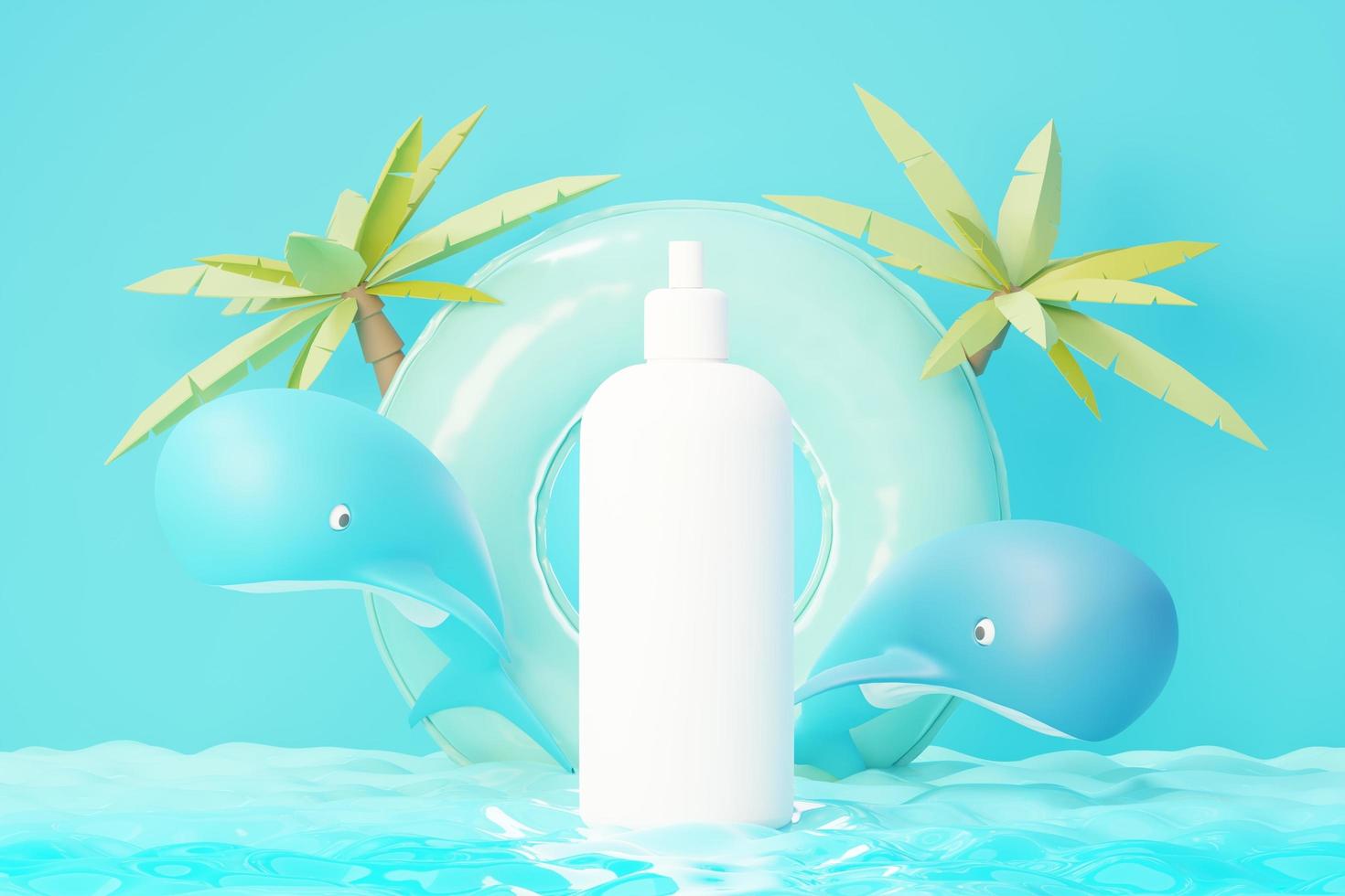 3d render of blank cosmetics skincare product or packaging for mock up. Beauty soap and spa concept. Lotion oil moisture for skin health. Premium and luxury design for branding. photo