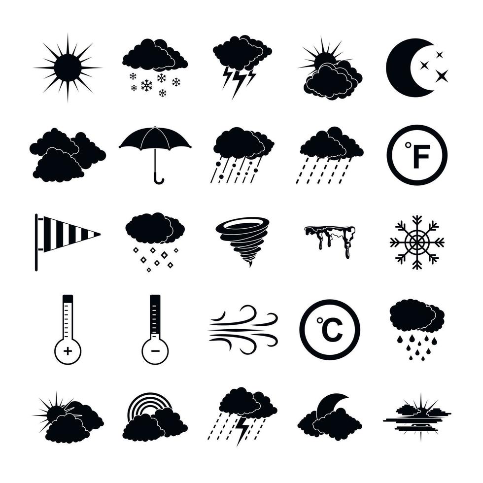 conjunto de iconos meteorológicos, estilo simple vector