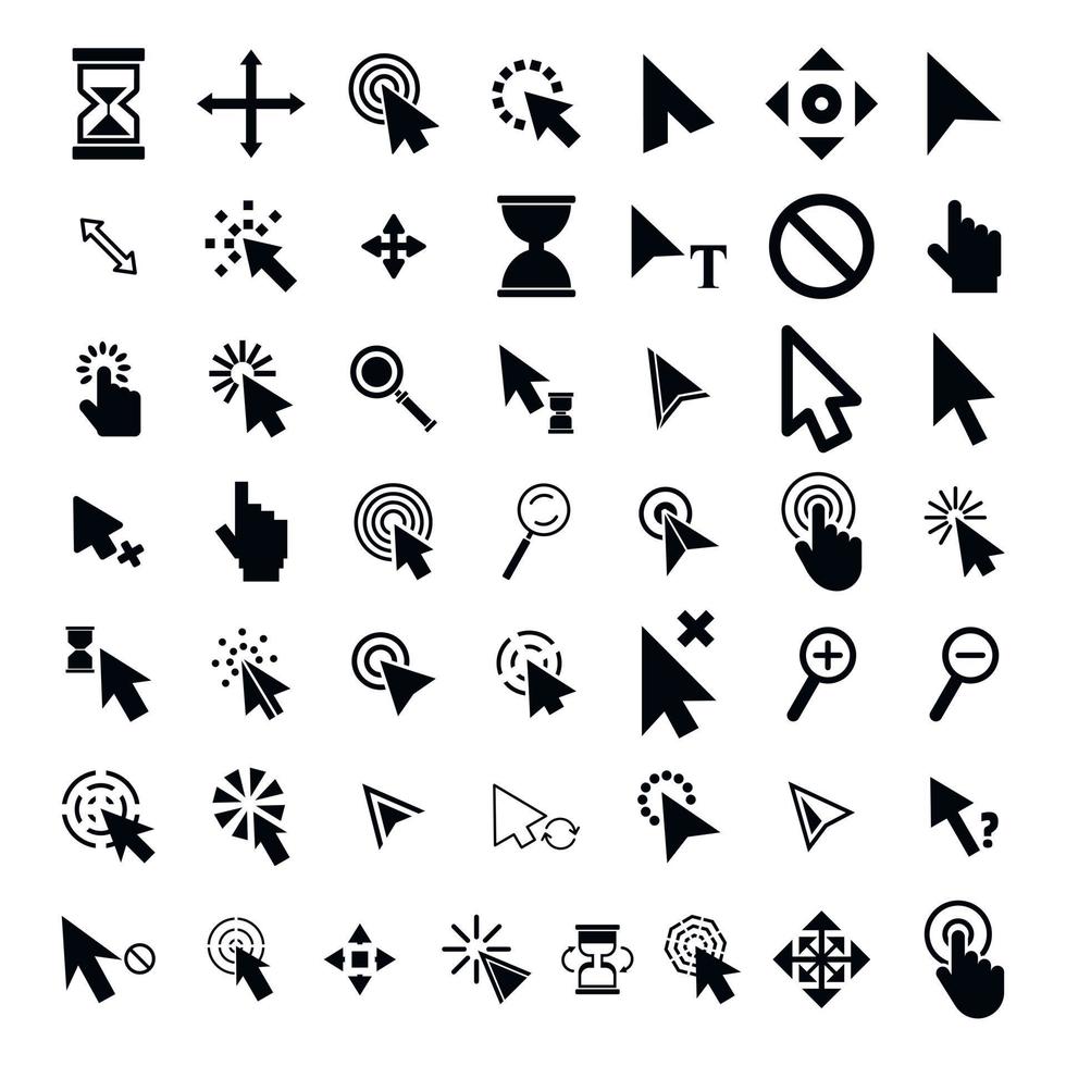 Mouse cursor icons set, simple style vector