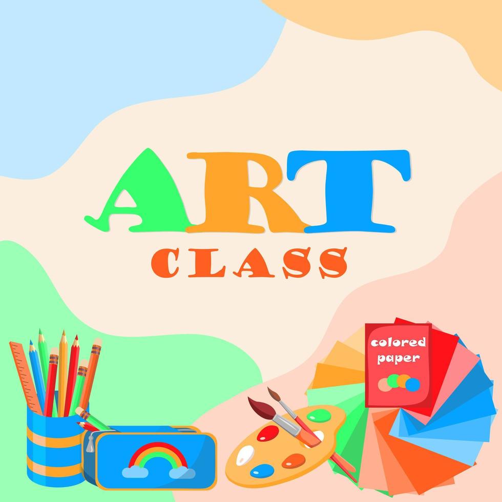 Kids creativity poster of art and drawing tools Vector Image