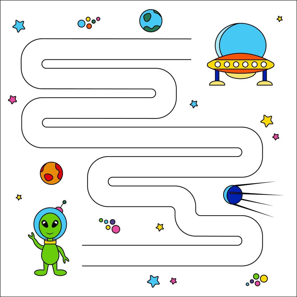 Children's educational game - a maze. Developmental task for preschool children. Learning book, coloring book, developing, recreation, development. vector