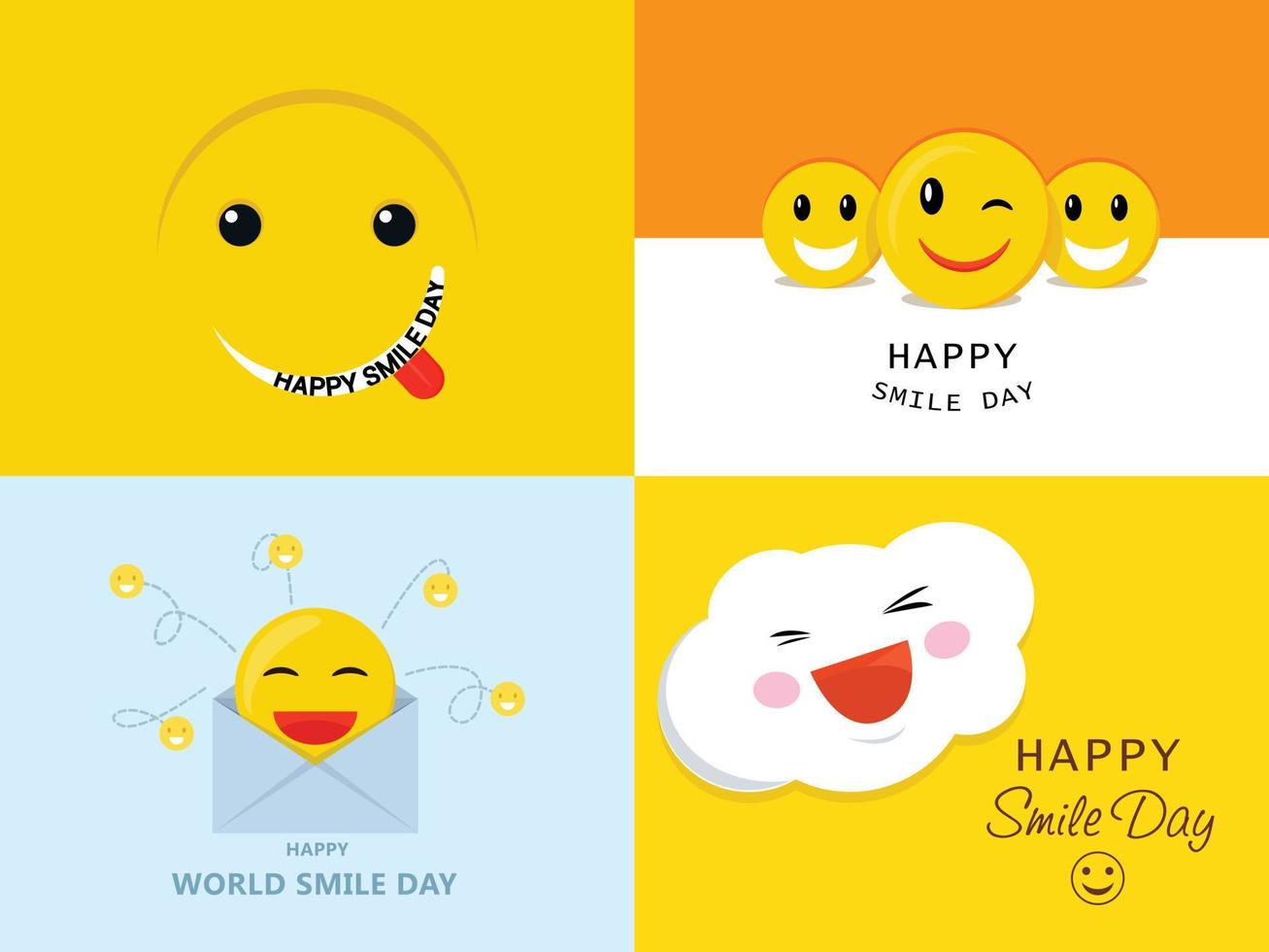 Smile Day banner set, flat style vector