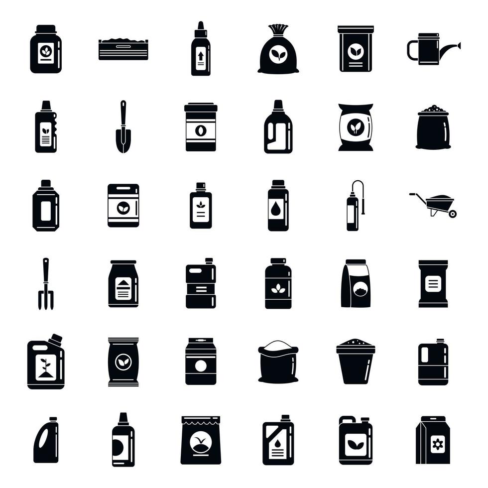 Organic fertilizer icons set, simple style vector