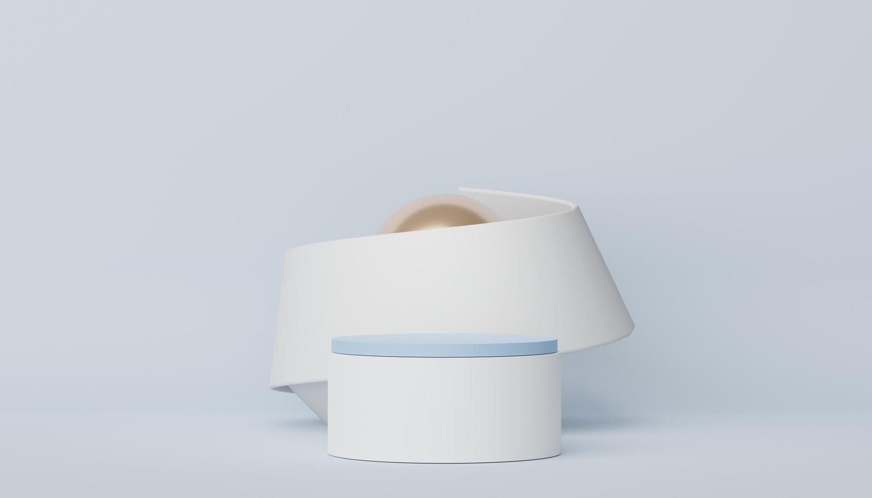 Abstract display podium with minimal geometric shapes design. 3d  rendering scene for mock up and product presentation. Pedestal platform for cosmetic advertise. photo
