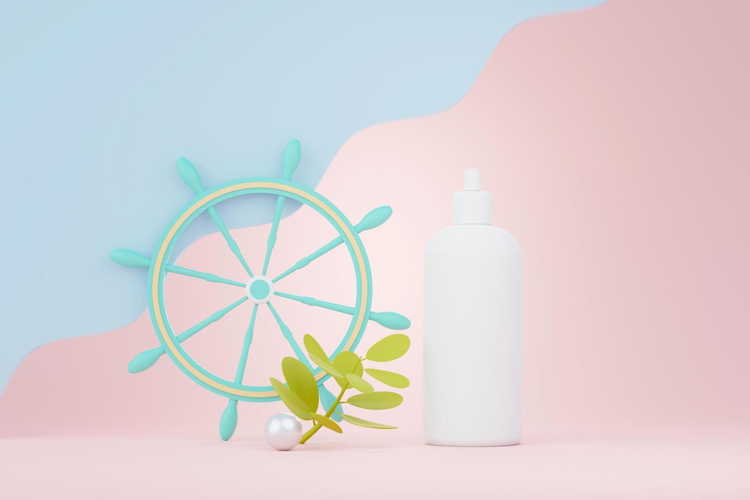 3d render of blank cosmetics skincare product or packaging for mock up. Beauty soap and spa concept. Lotion oil moisture for skin health. Premium and luxury design for branding. photo