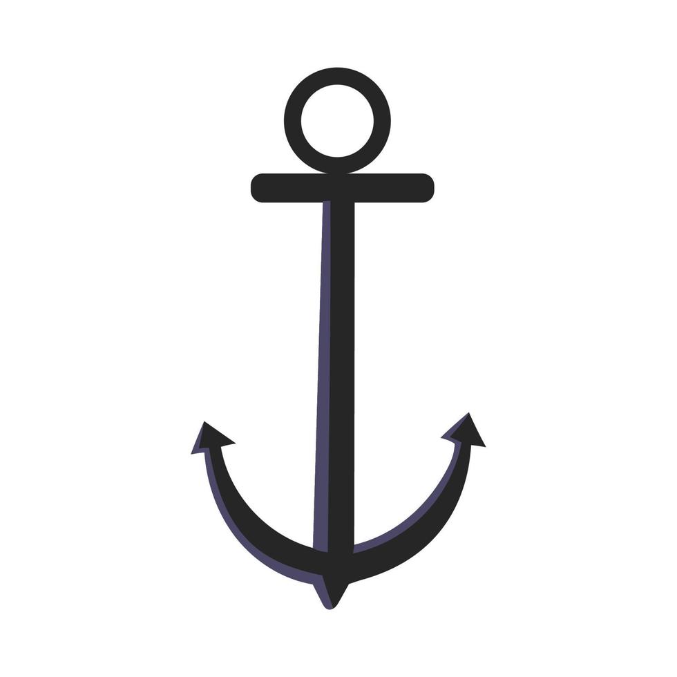 Flat sea anchor. nautical equipment. Cartoon style illustration vector