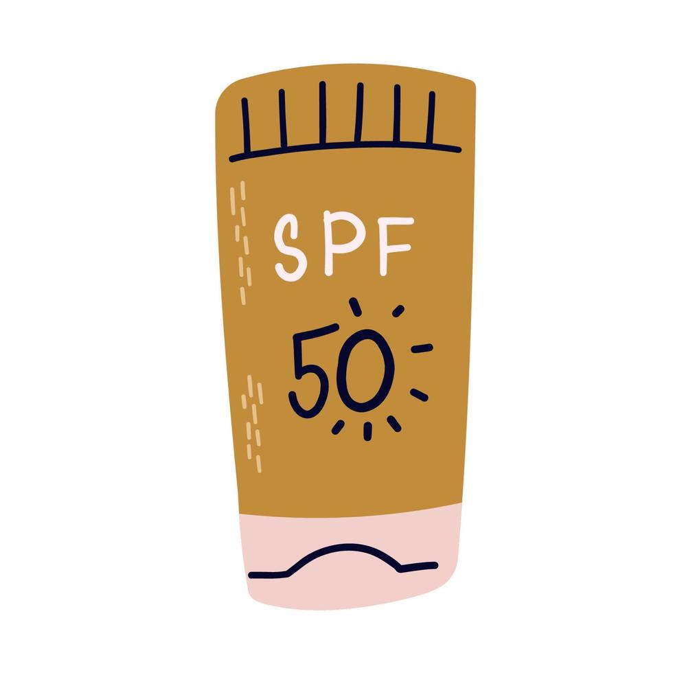 Vector element. Spf 50, sunscreen. Skincare, cossmetics bottle