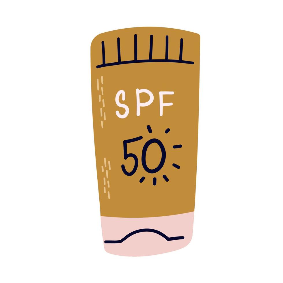 elemento vectorial spf 50, protector solar. cuidado de la piel, botella de cosméticos vector