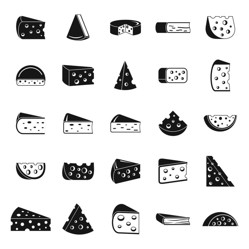 conjunto de iconos de comida de queso, estilo simple vector