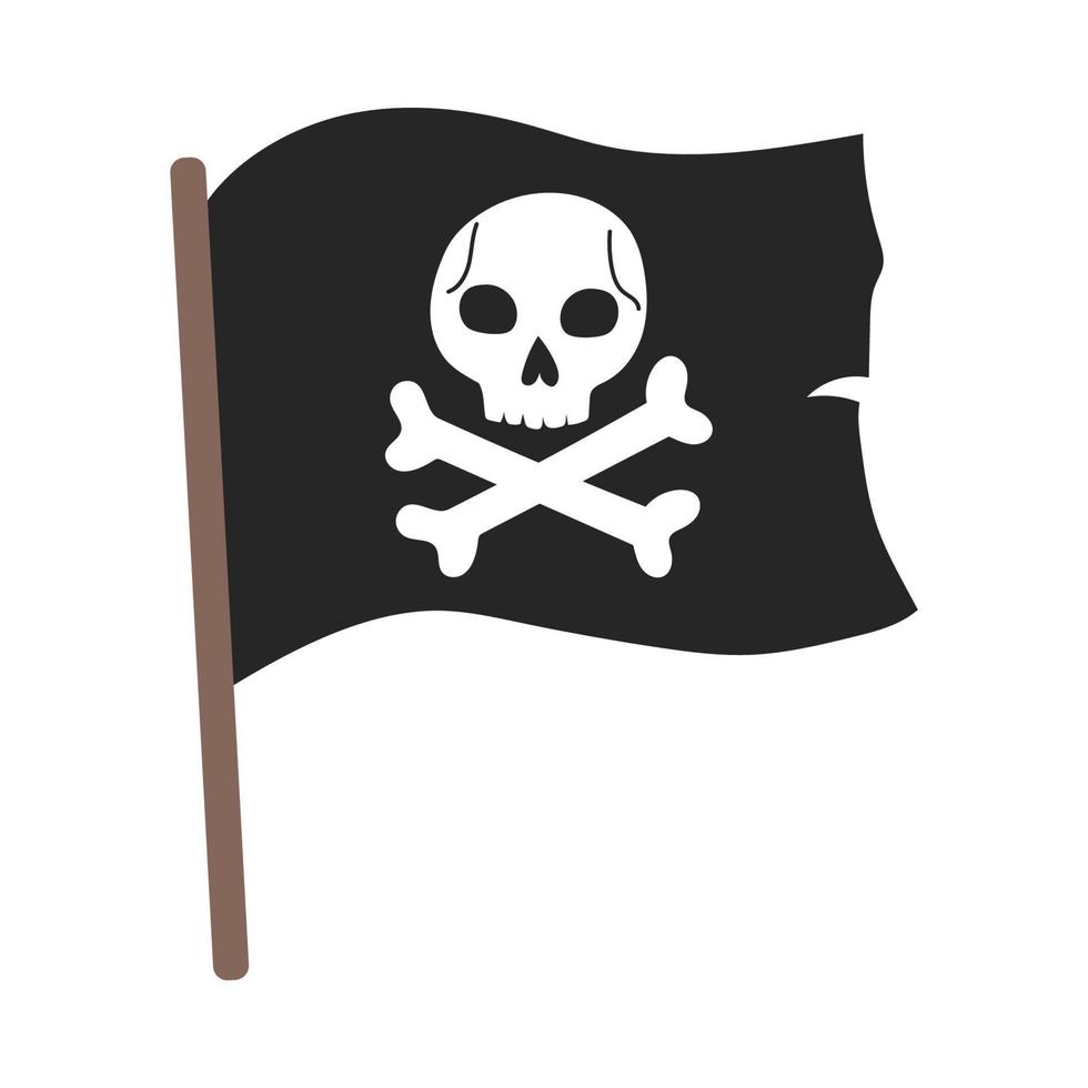 bandera pirata de dibujos animados con jolly roger vector