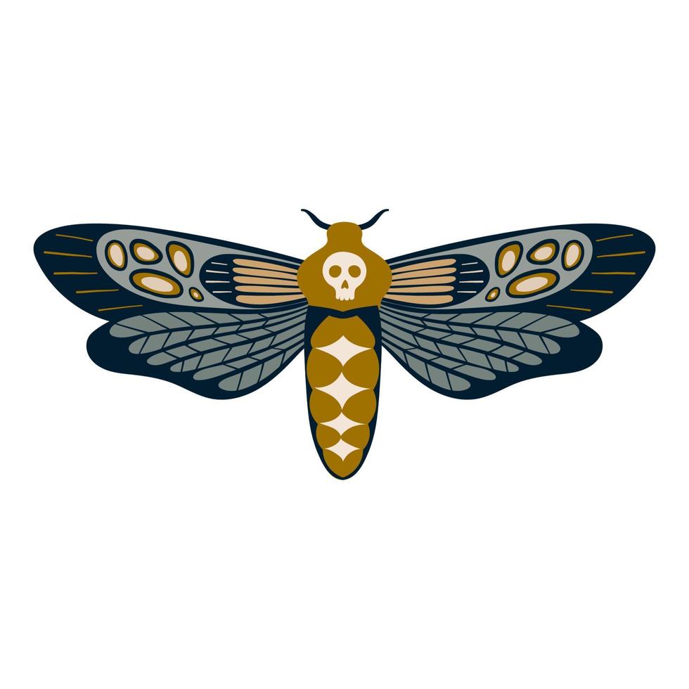 Hand drawn celestial butterfly or magical moth. Mystical insect vector