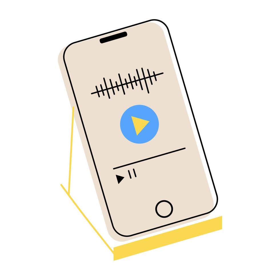 Cartoon flat podcaast concept with smartphone. Live streaming vector
