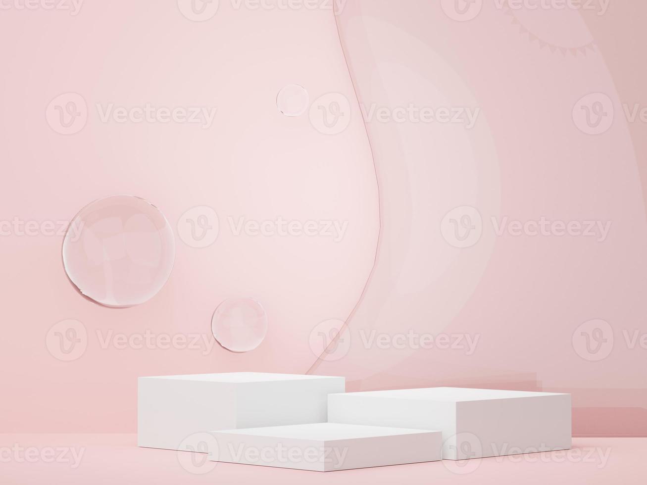 Abstract display podium with minimal geometric shapes design. 3d  rendering scene for mock up and product presentation. Pedestal platform for cosmetic advertise. photo