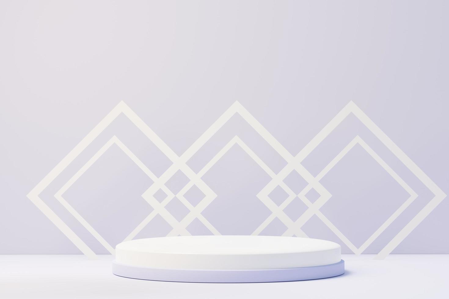 3d render of Beauty podium with Very Peri color of the year 2022 design for product presentation and advertising. Minimal pastel sky and Dreamy land scene. Romance concept. photo