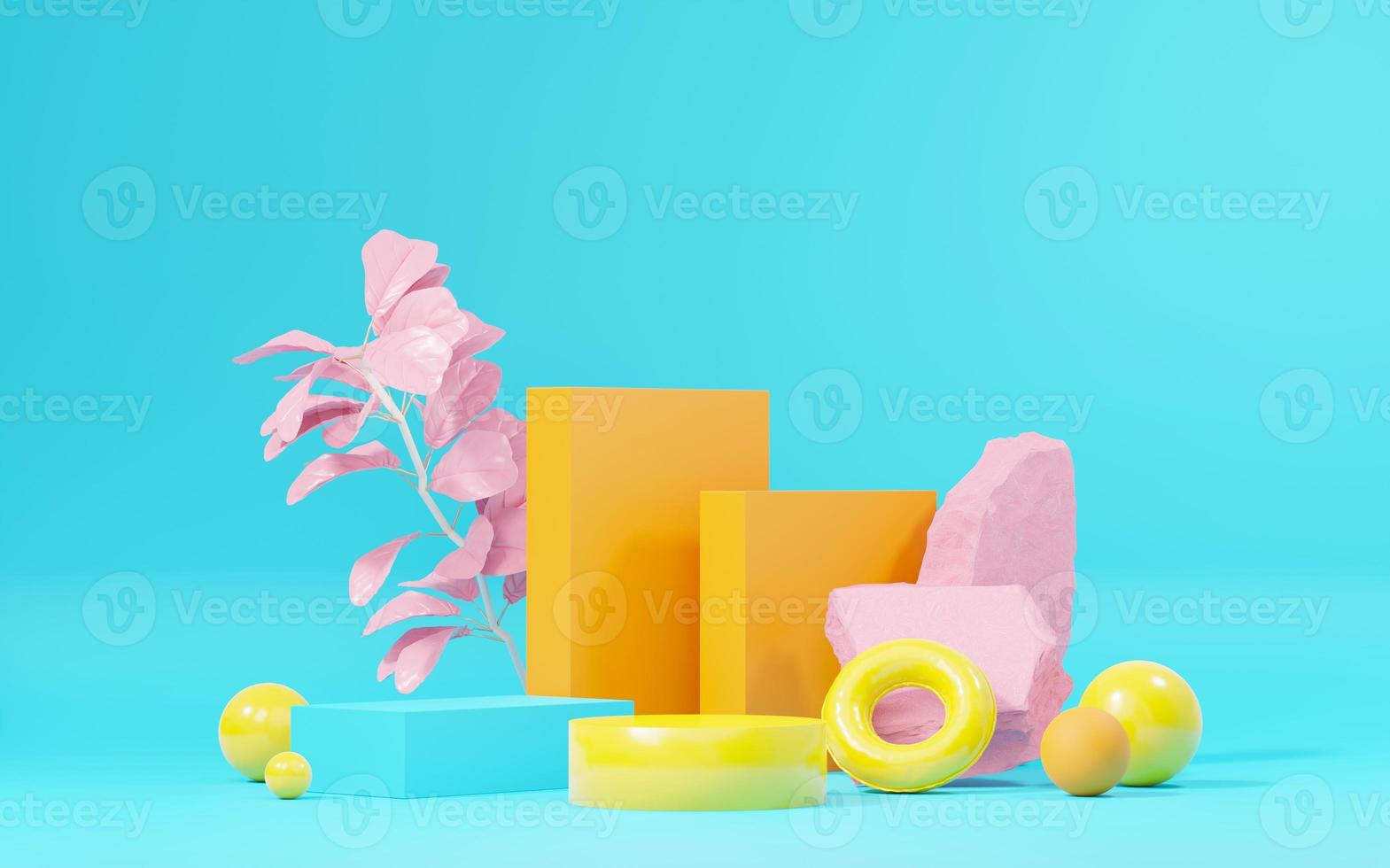 3d render abstract display podium platform for  product presentation and advertising. Minimal scene backdrop with clean design. Vacant pedestal for mock up. Empty stage with pastel color for cosmetic. photo