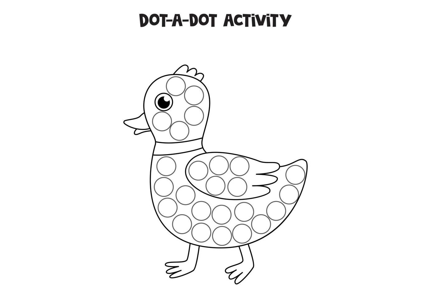 Dot a dot game for preschool kids. Cute duck. vector