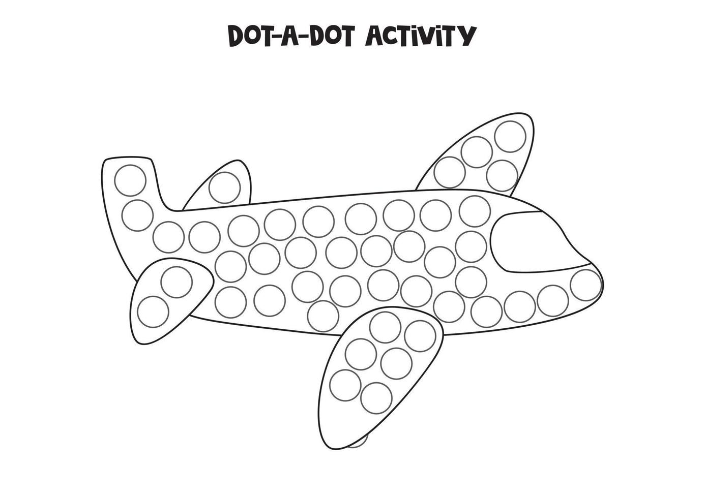 Dot a dot game for preschool kids. Cartoon air plane. vector