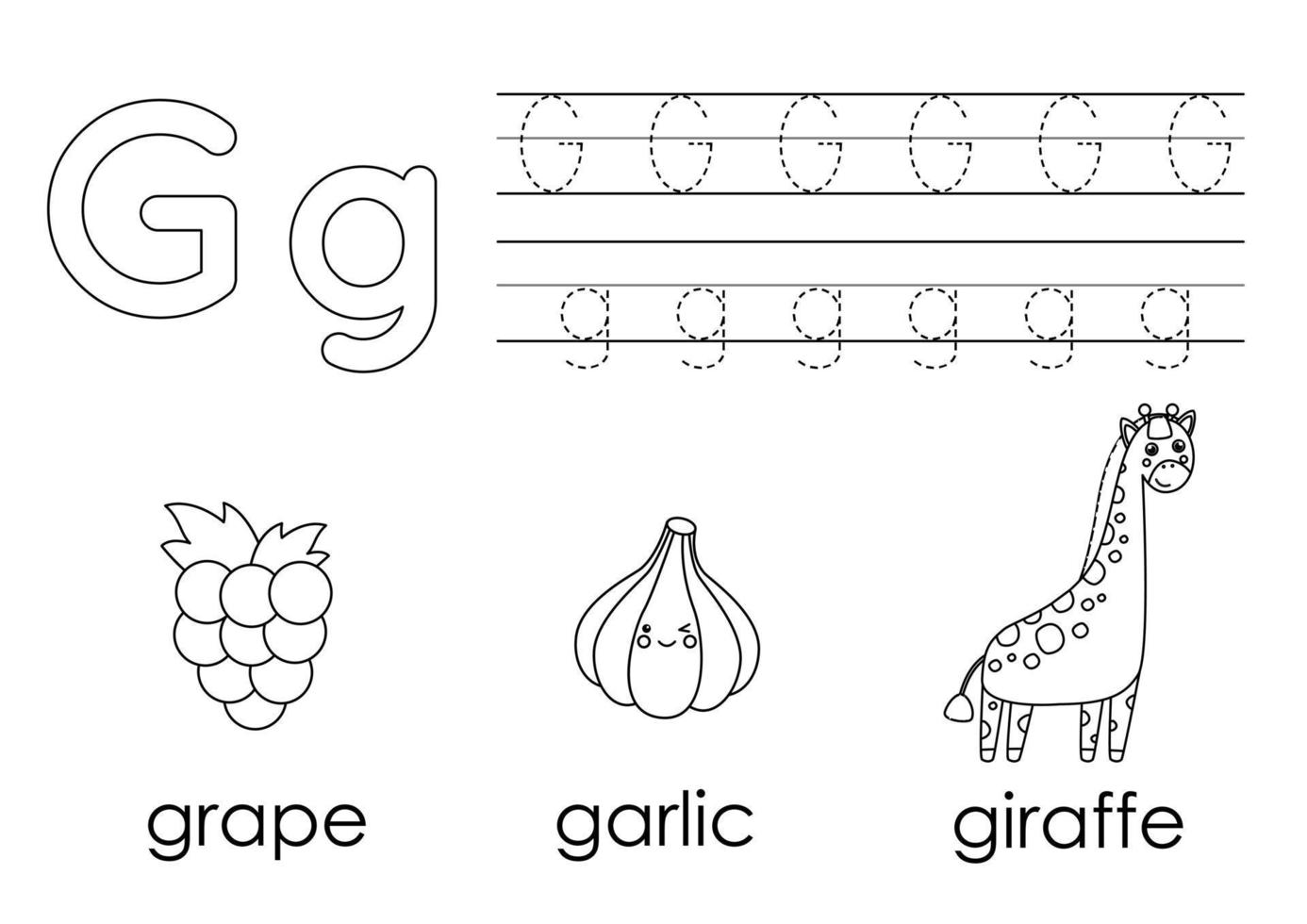 Learning English alphabet for kids. Letter G. Coloring book. 8813615