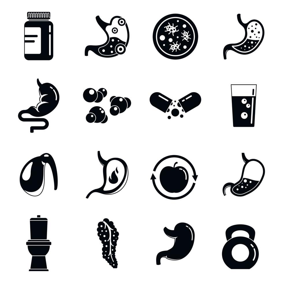 Digestion system icons set, simple style vector